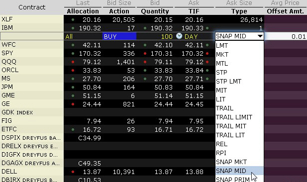 Snap to Midpoint Order